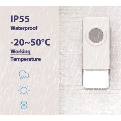 Wireless doorbell 3xAAA/1xA23 IP55 white