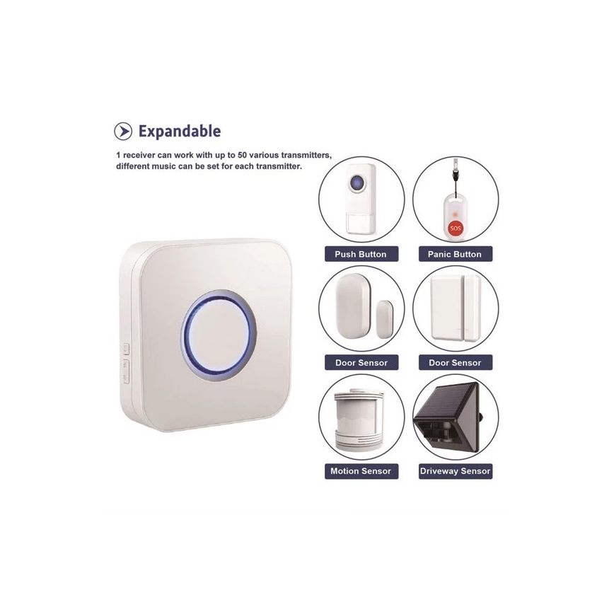 Wireless doorbell 3xAAA/1xA23 IP55 white