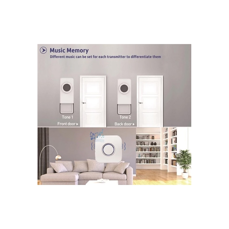 Wireless doorbell 3xAAA IP55 black