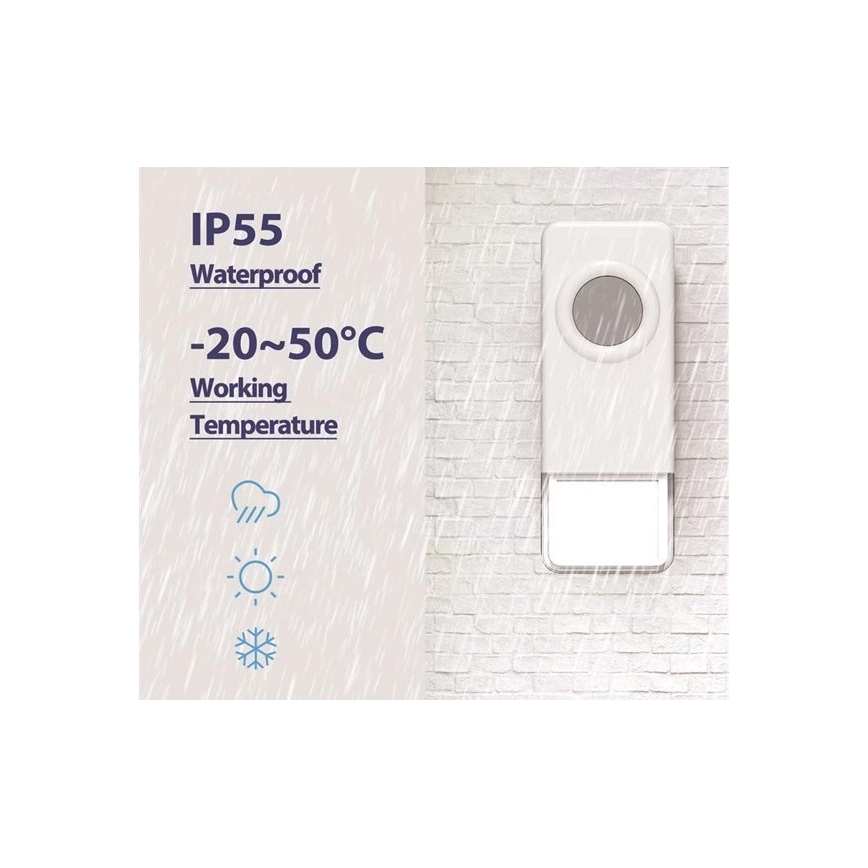 Wireless doorbell 3xAAA IP55 black