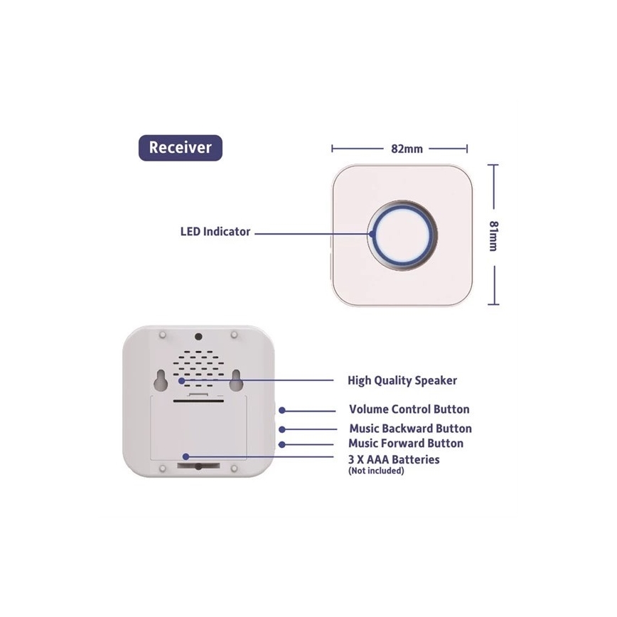 Wireless doorbell 3xAAA IP55 black