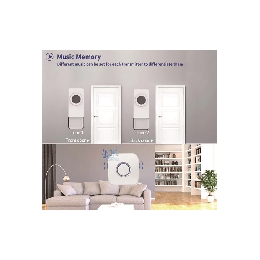 Wireless doorbell 3xAAA IP55 white