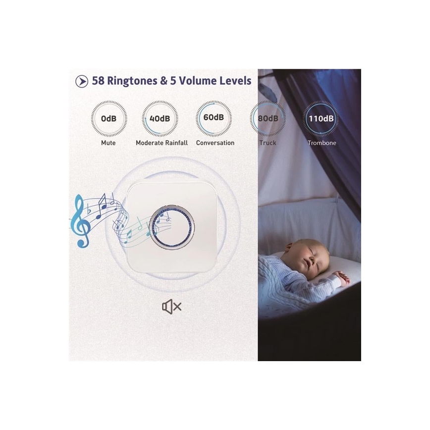 Wireless doorbell 3xAAA IP55 white