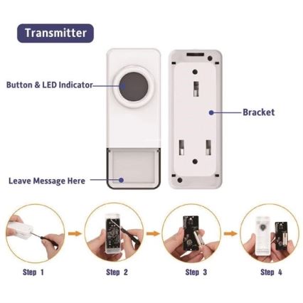 Wireless doorbell 3xAAA IP55 white