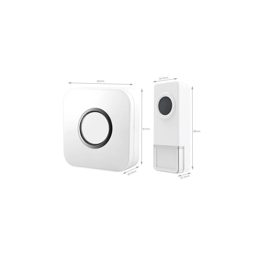 Wireless doorbell 3xAAA IP55 white
