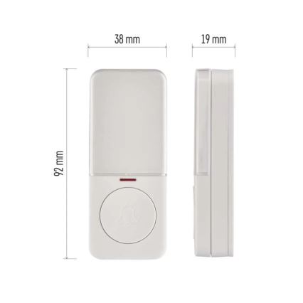 Wireless Doorbell Button, 1x CR2032, White