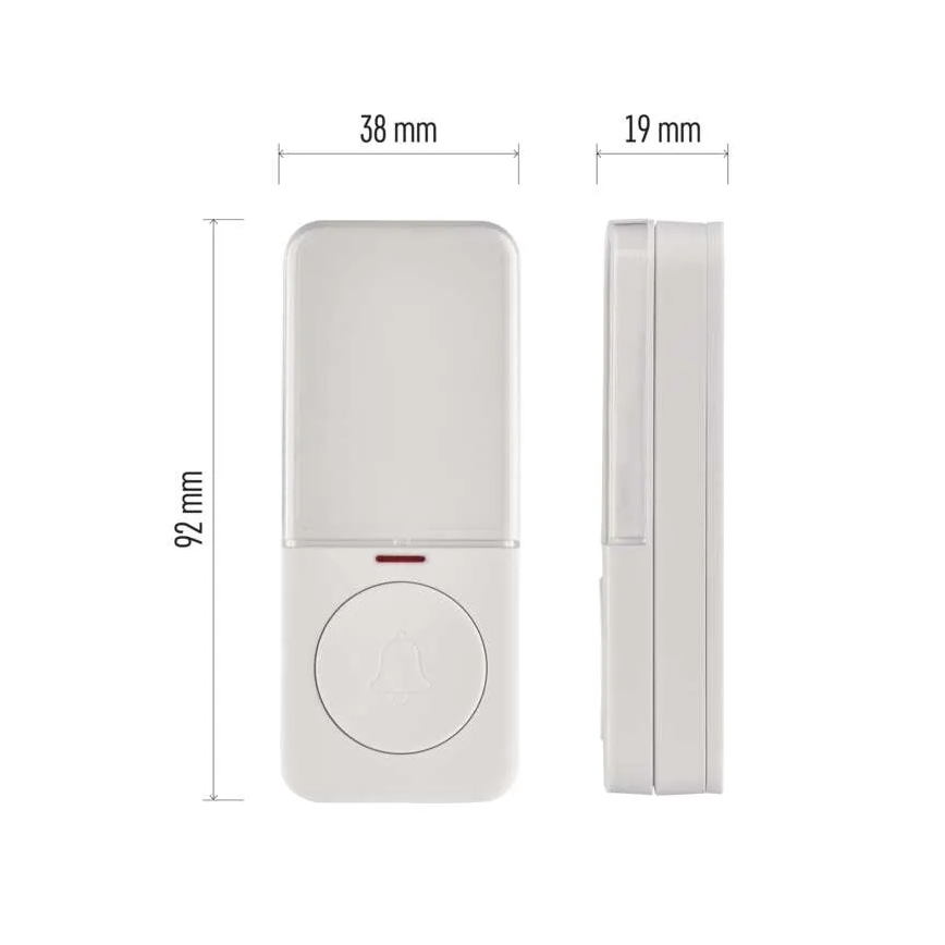 Wireless Doorbell Button, 1x CR2032, White