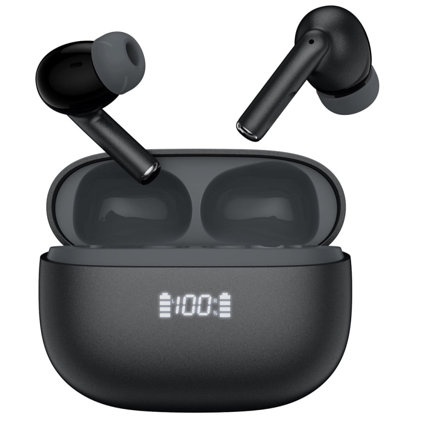 Wireless earphones with ANC+ENC 300 mAh + 2x 40 mAh black