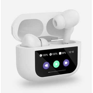 Wireless earphones with LCD display 300 mAh + 2x 30 mAh white