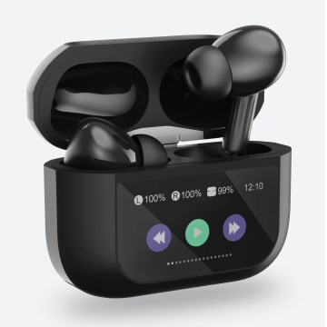 Wireless earphones with LCD display black