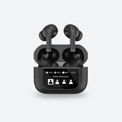 Wireless earphones with LCD display black