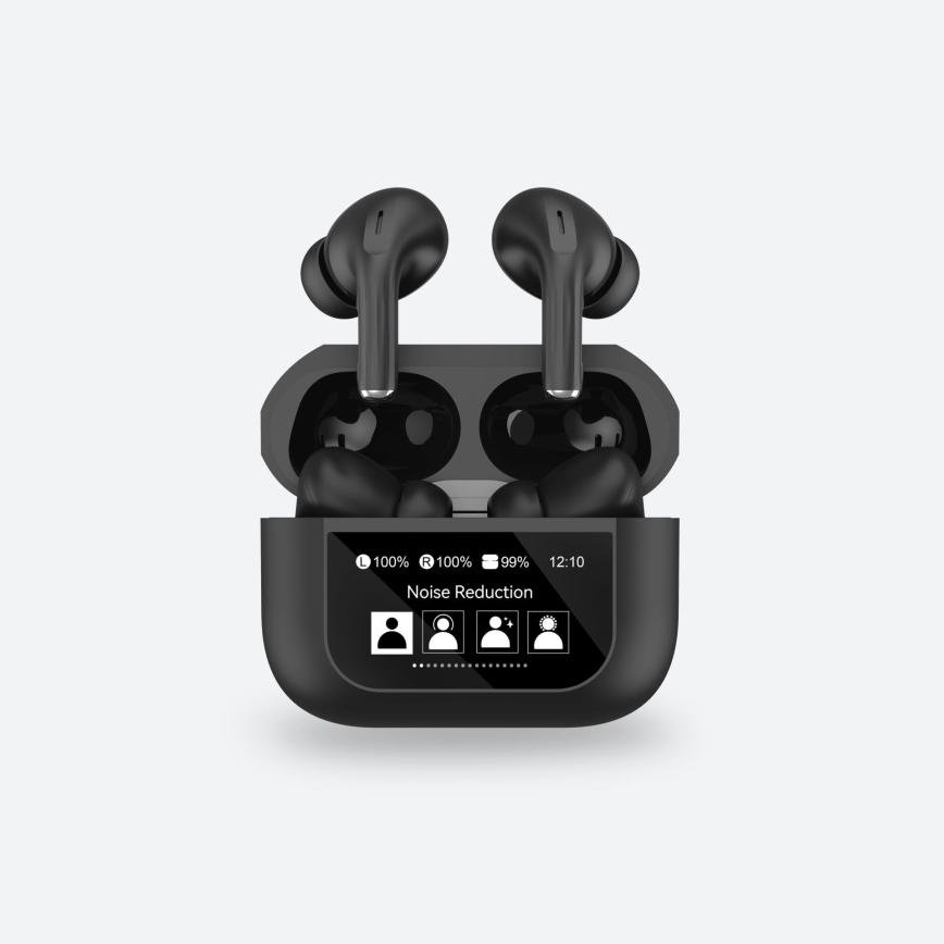 Wireless earphones with LCD display black