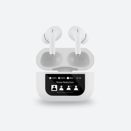 Wireless earphones with LCD display white