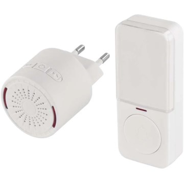 Wireless plug-in doorbell for 230V outlet + 1xCR2032 white