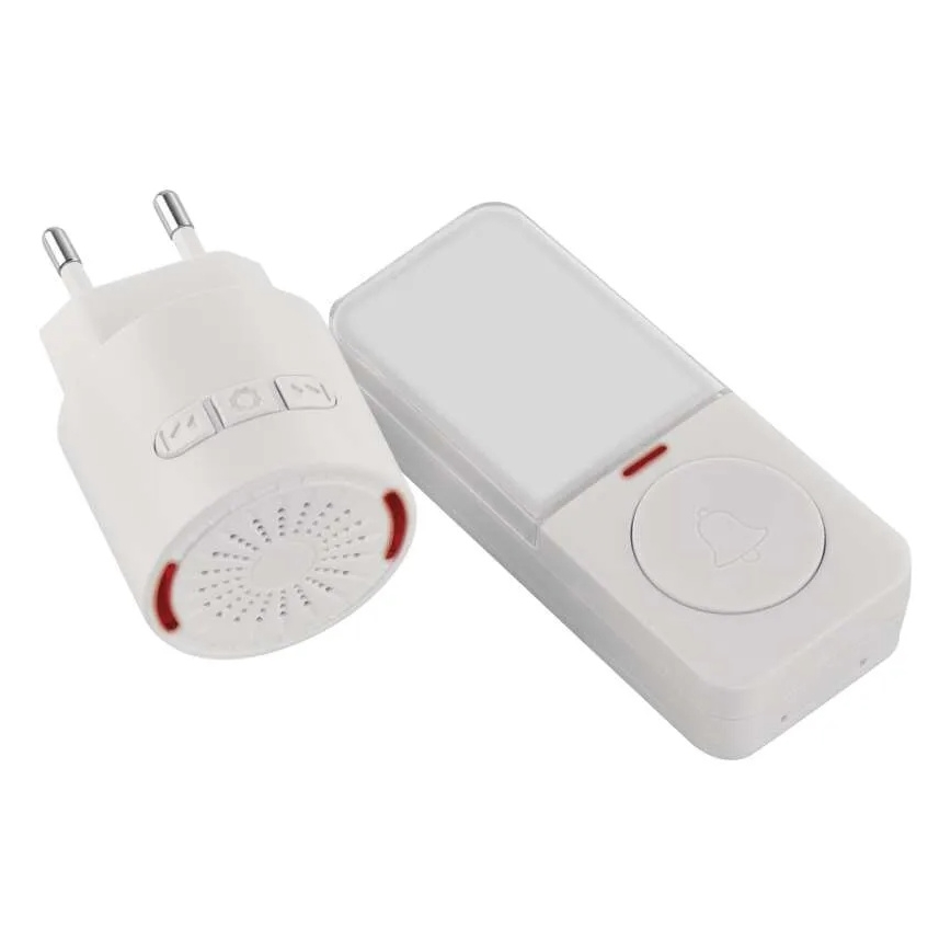 Wireless plug-in doorbell for 230V outlet + 1xCR2032 white