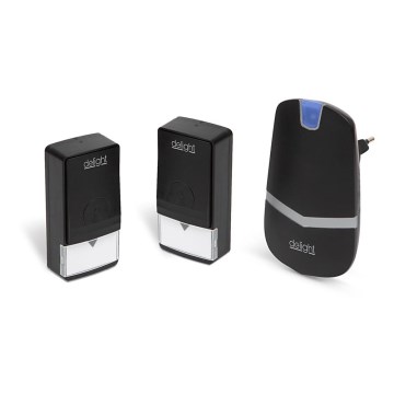 Wireless socket doorbell 230V + 2x button IP44 black