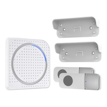Wireless socket doorbell 230V + 2x button IP56 white