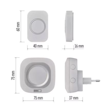 Wireless socket doorbell 230V IP44 white