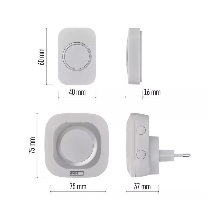 Wireless socket doorbell 230V IP44 white