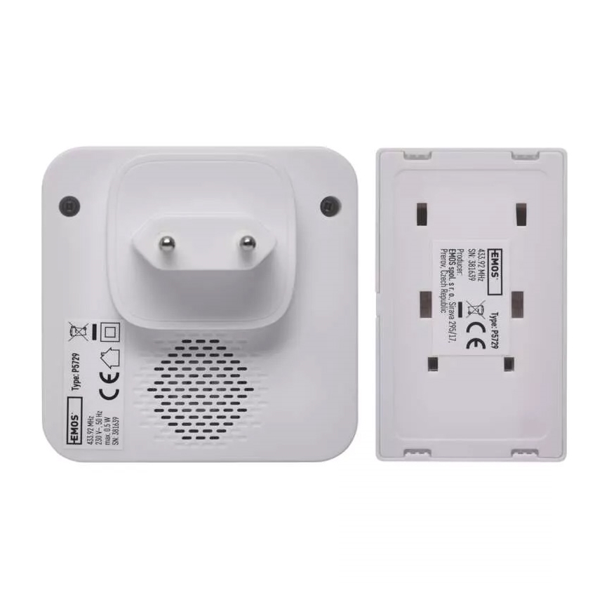 Wireless socket doorbell 230V IP44 white