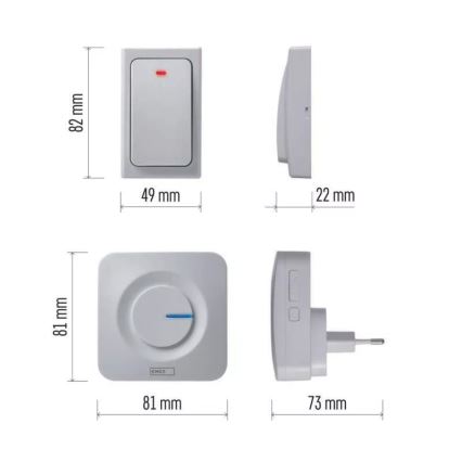 Wireless socket doorbell 230V IP44 white