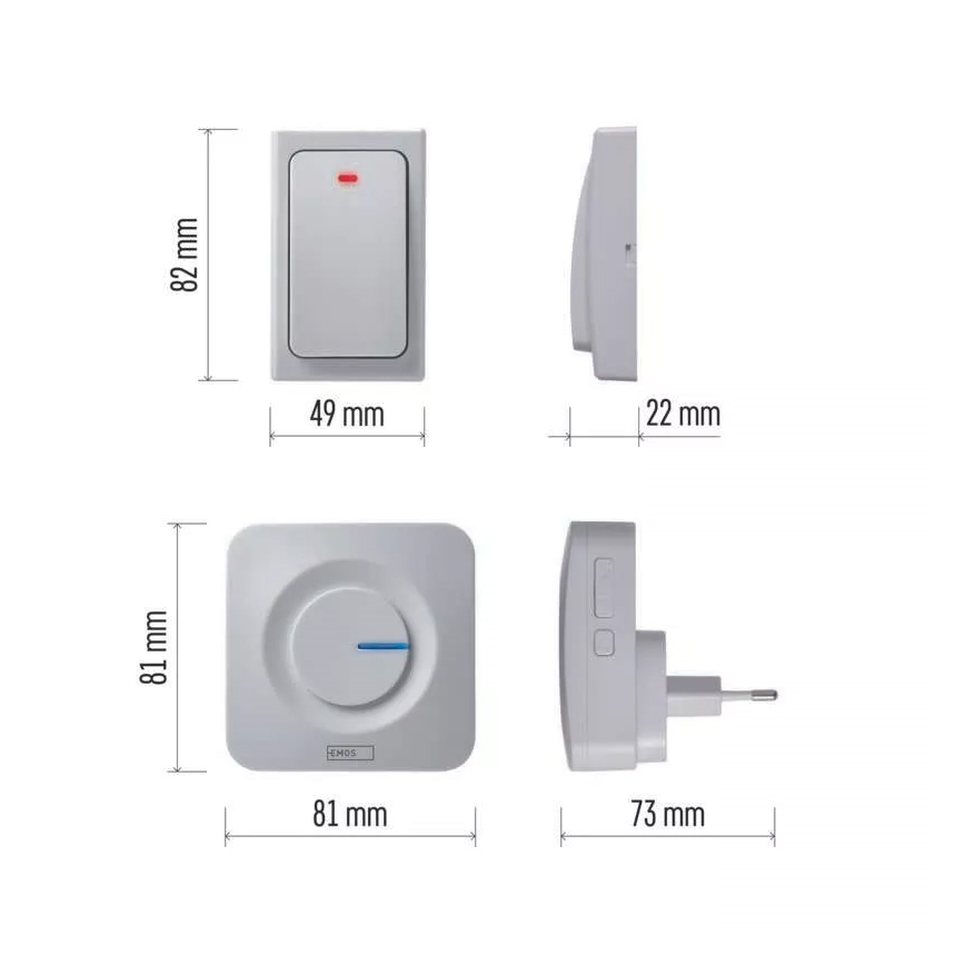 Wireless socket doorbell 230V IP44 white