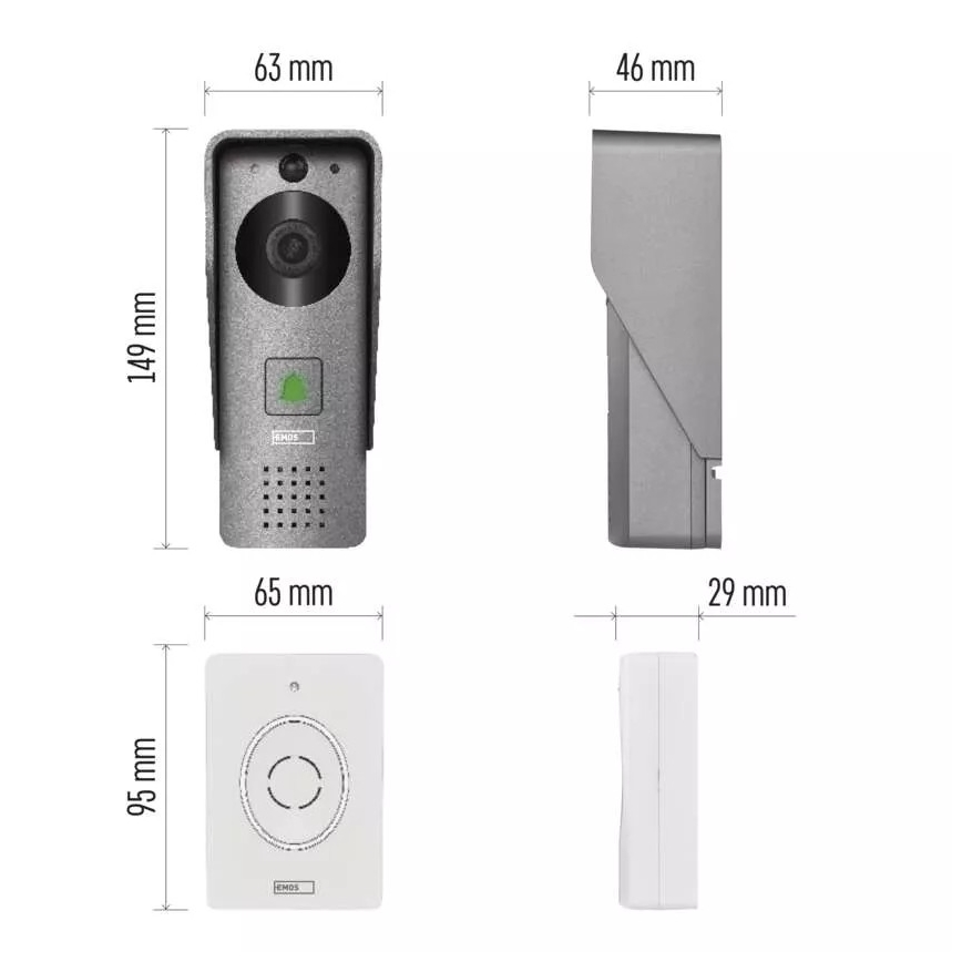Wireless video doorbell with motion sensor GoSmart 12V 3xAA IP44 Wi-Fi Tuya