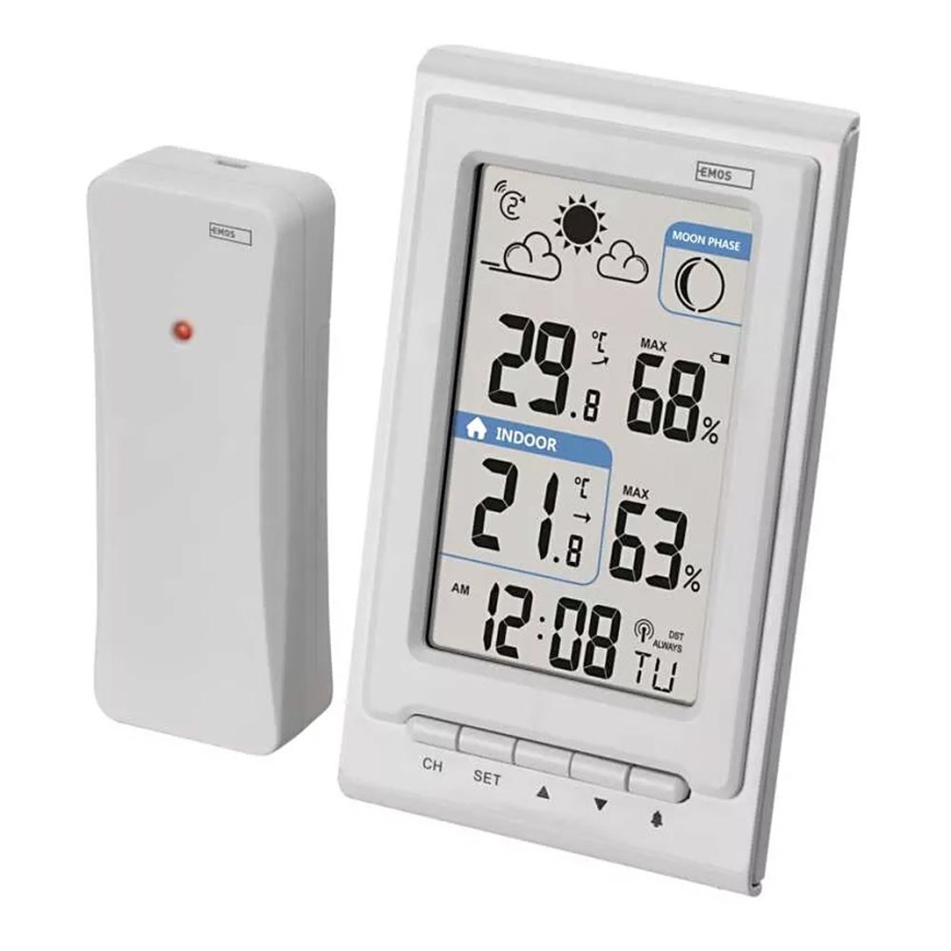 Wireless weather station with alarm clock 2xAAA + 2xAA white