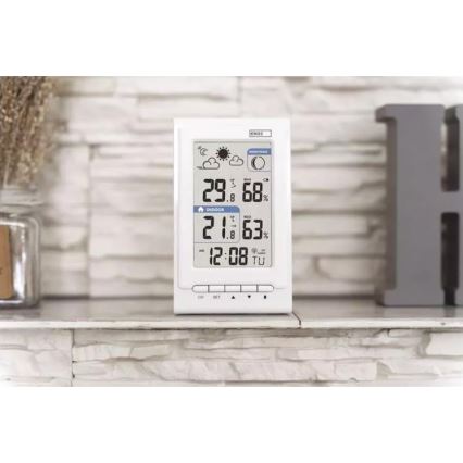 Wireless weather station with alarm clock 2xAAA + 2xAA white