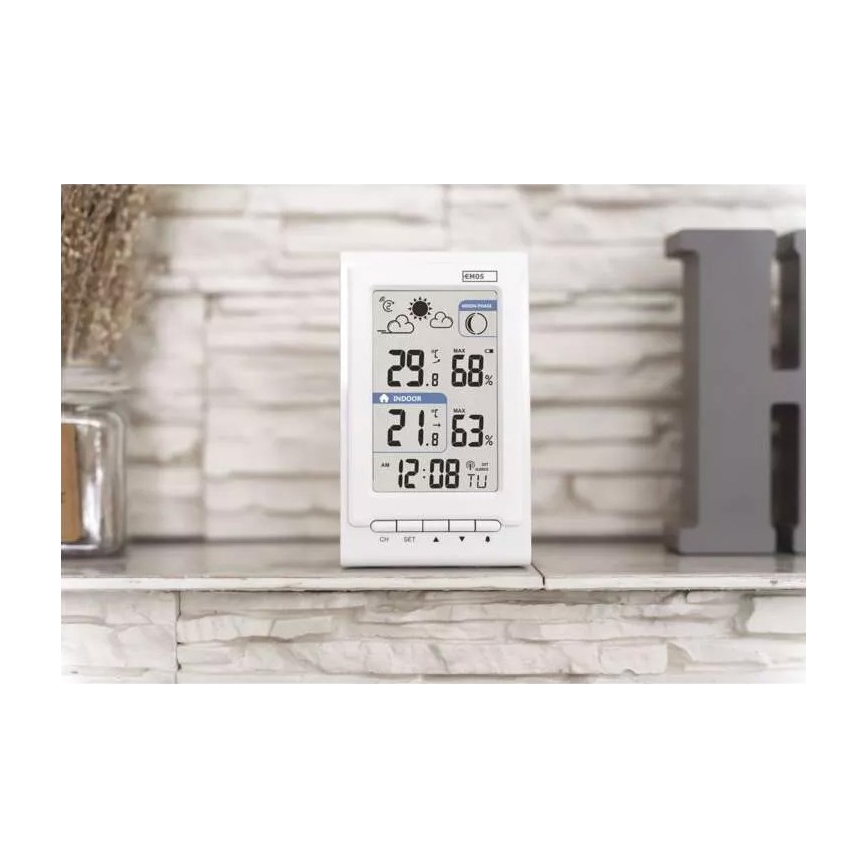 Wireless weather station with alarm clock 2xAAA + 2xAA white