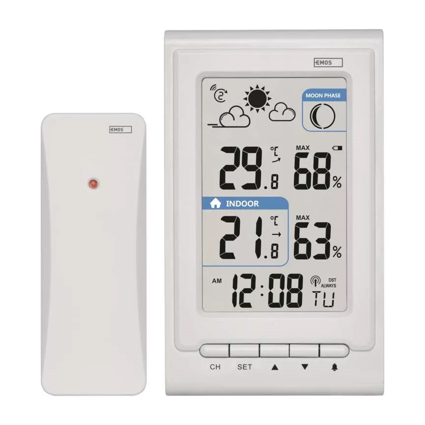 Wireless weather station with alarm clock 2xAAA + 2xAA white