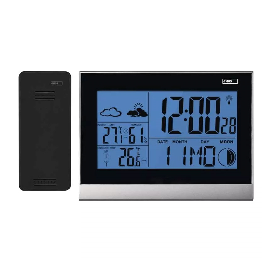 Wireless weather station with alarm clock 3xAAA + 2xAAA black