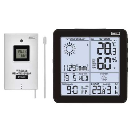 Wireless weather station with an alarm clock 3xAA black