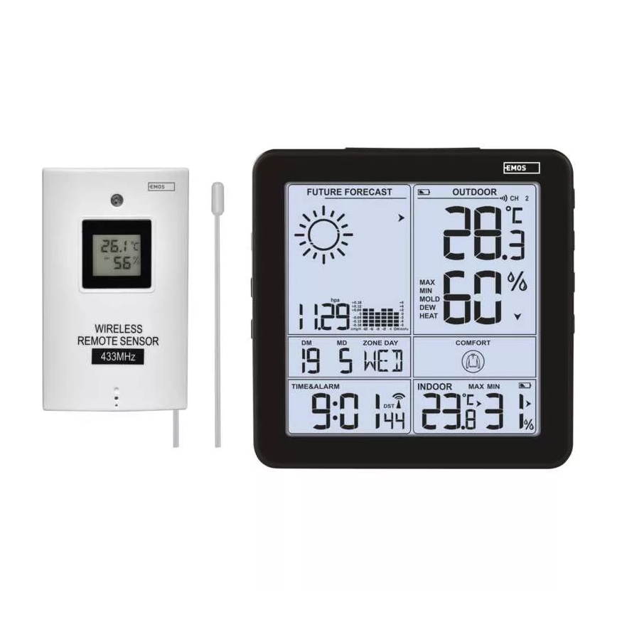 Wireless weather station with an alarm clock 3xAA black
