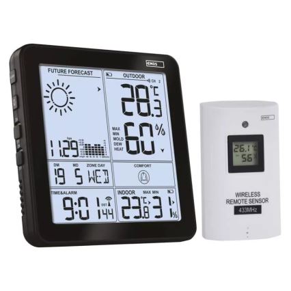 Wireless weather station with an alarm clock 3xAA black
