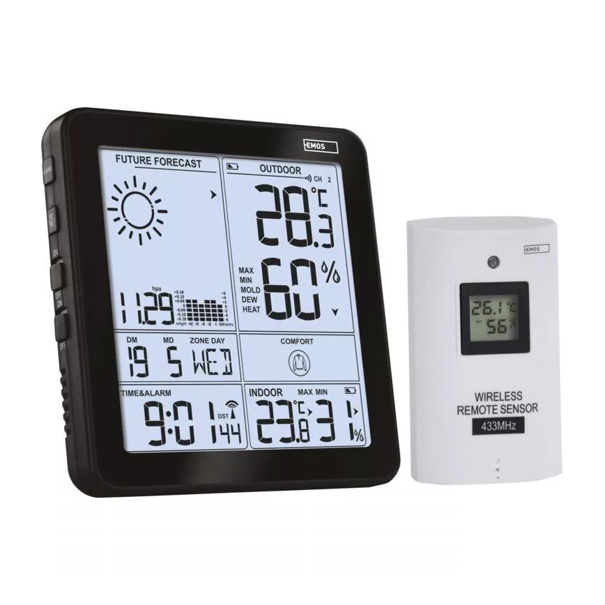 Wireless weather station with an alarm clock 3xAA black