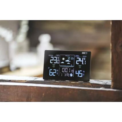 Wireless weather station with an alarm clock 3xAAA black