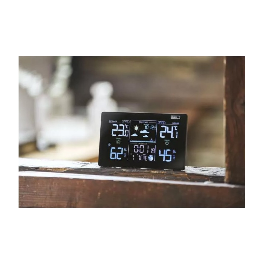 Wireless weather station with an alarm clock 3xAAA black