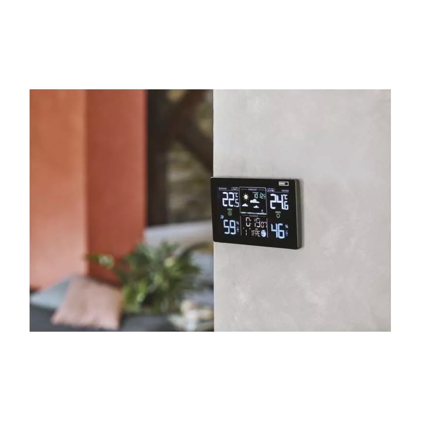 Wireless weather station with an alarm clock 3xAAA black