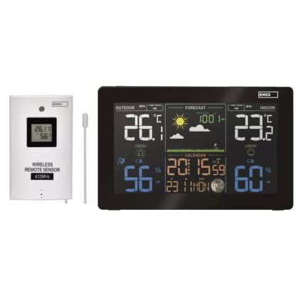 Wireless weather station with an alarm clock 3xAAA black