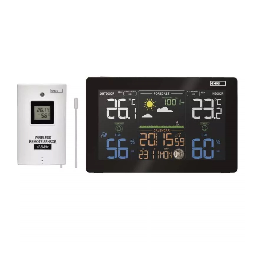 Wireless weather station with an alarm clock 3xAAA black