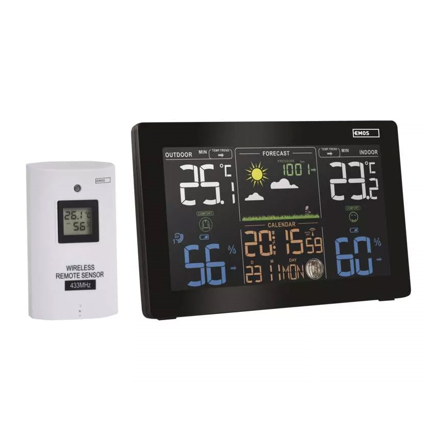 Wireless weather station with an alarm clock 3xAAA black