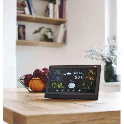 Wireless weather station with an alarm clock 3xAAA black