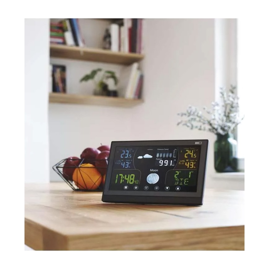 Wireless weather station with an alarm clock 3xAAA black