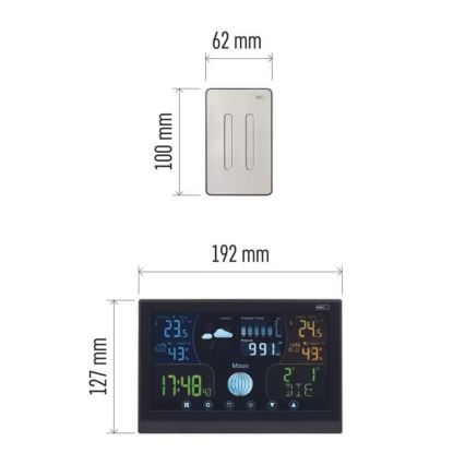 Wireless weather station with an alarm clock 3xAAA black