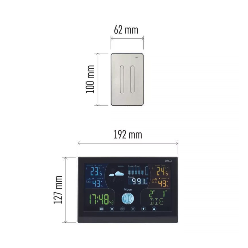 Wireless weather station with an alarm clock 3xAAA black