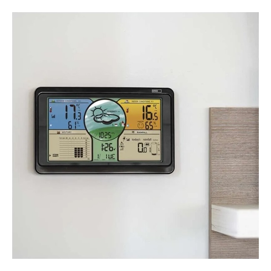 Wireless weather station with color LCD display and pluviometer 3xAAA black