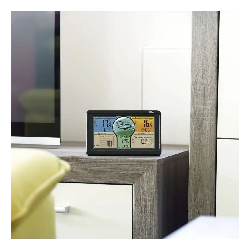Wireless weather station with color LCD display and pluviometer 3xAAA black