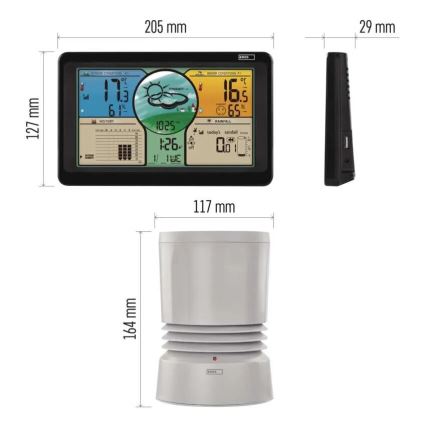 Wireless weather station with color LCD display and pluviometer 3xAAA black