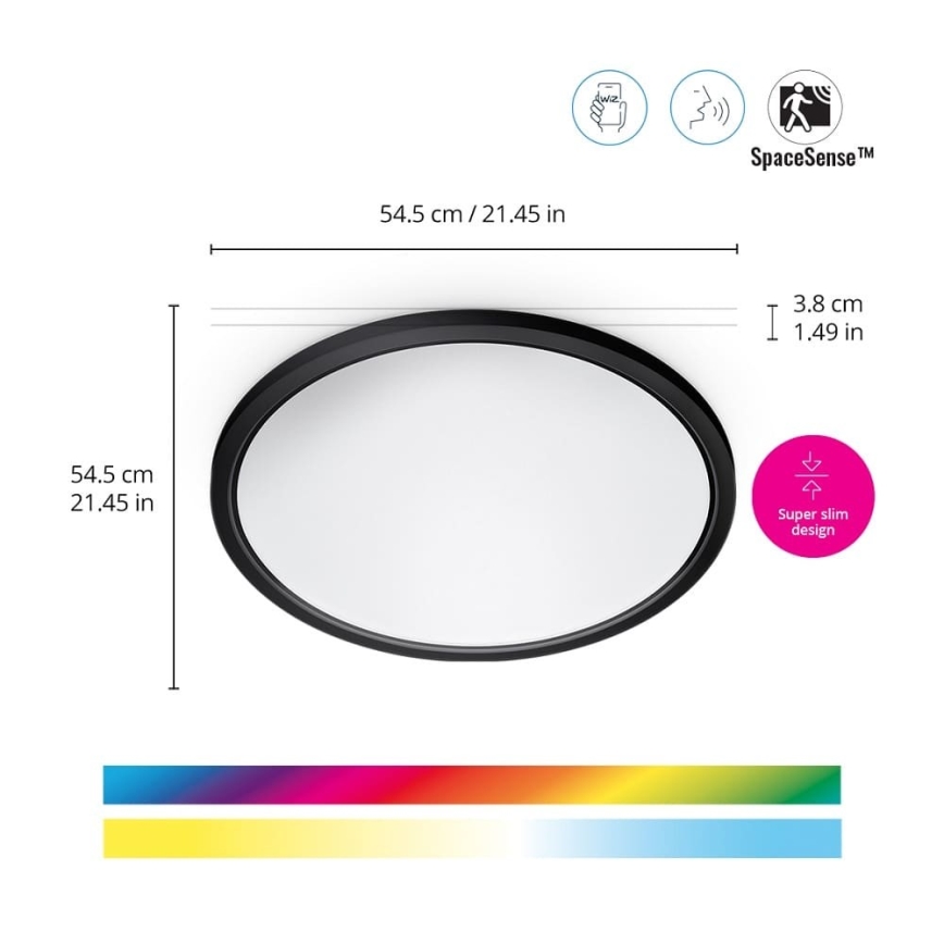 WiZ - LED RGB Dimmable ceiling light SUPERSLIM LED/32W/230V 2700-6500K Wi-Fi black
